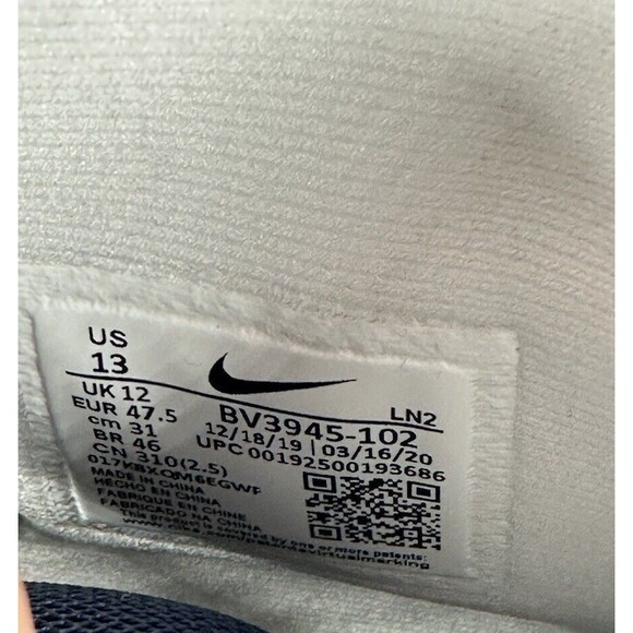 Nike Men’s 13 Alpha Menace Pro 2 MID Football Cleats BV3945-102 Navy White - Picture 8 of 8